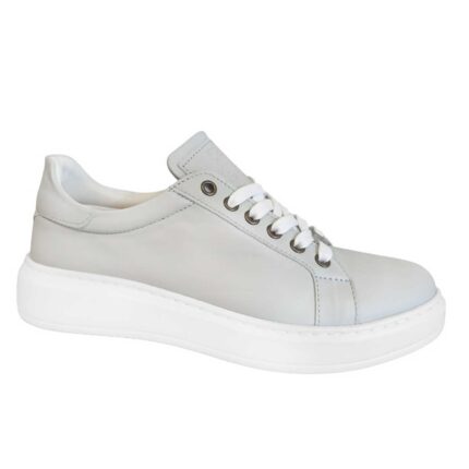Γκρι Ανοιχτό Γυναικεία Δερμάτινα Sneaker Παπούτσια Μ-3925-7-2.2-2